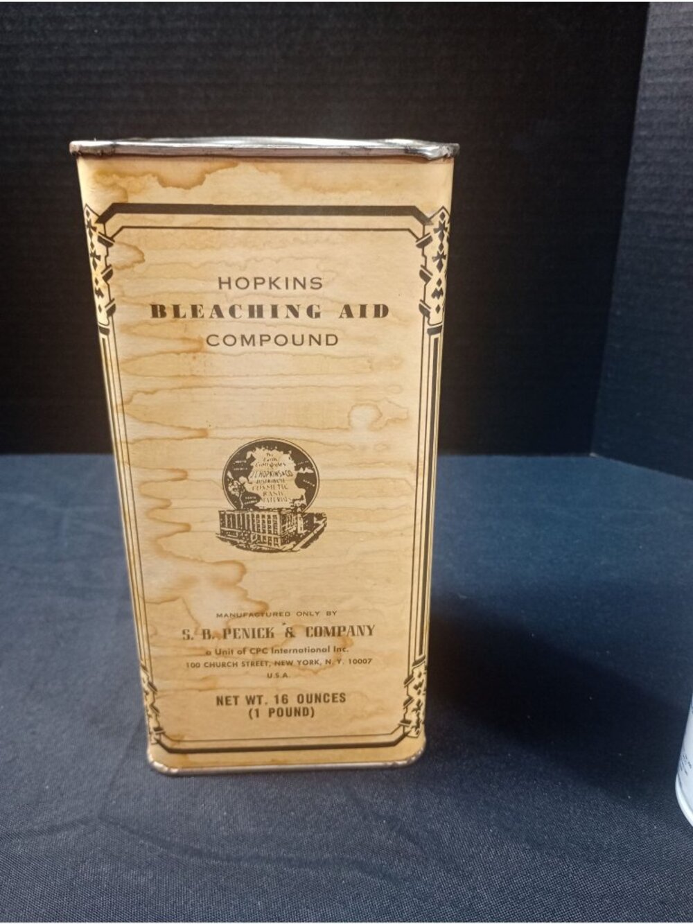 Vintage Tin of Hopkins Bleaching Aid Compound Manufactured by S.B. Penick & Comp